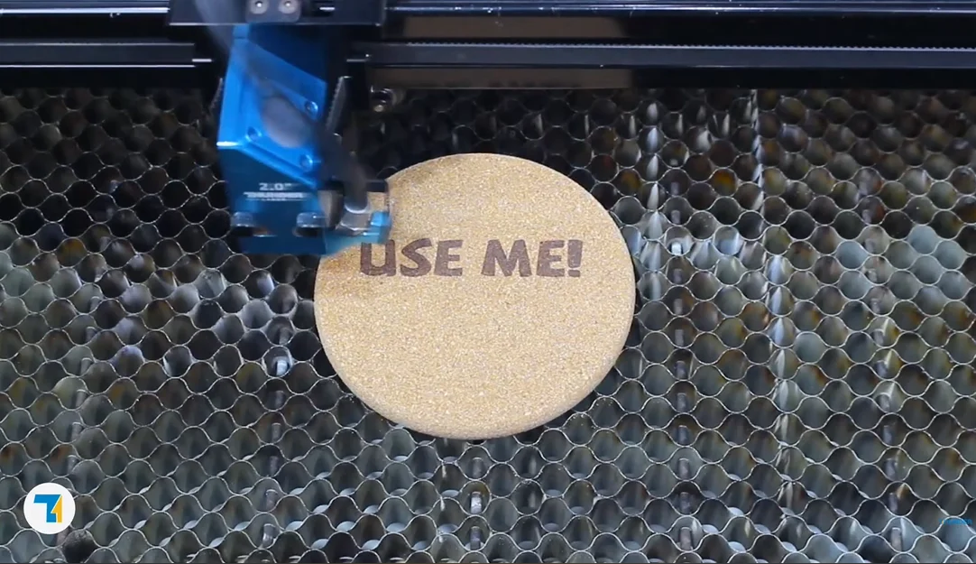 laser engrave the cork coaster.webp