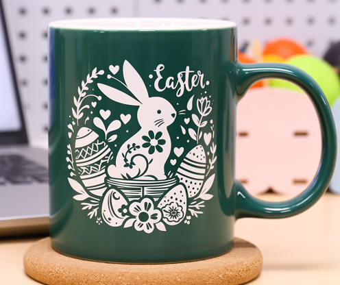 Laser marked mug with rotary attachment
