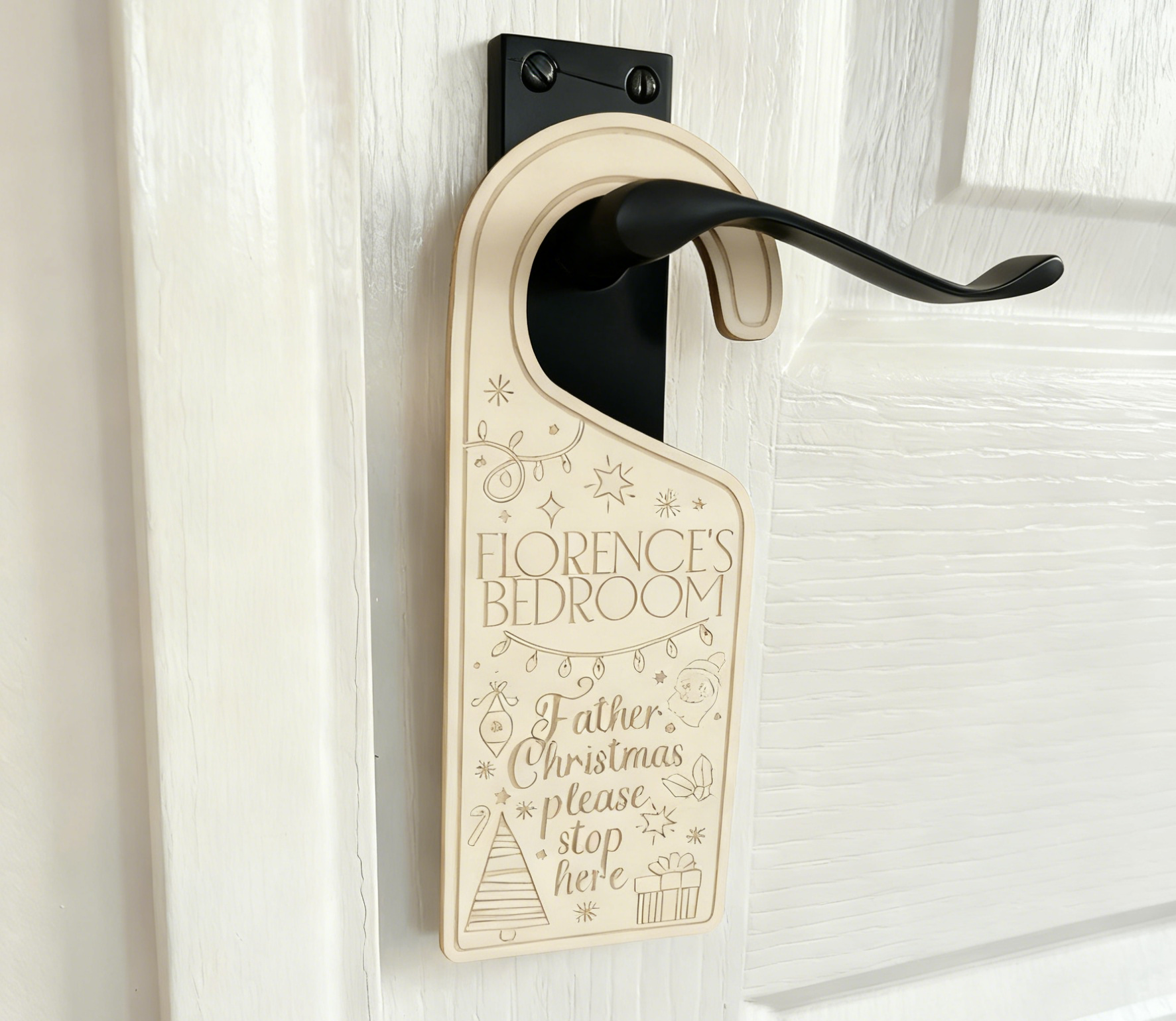 Laser cut wooden Christmas door hanger sign