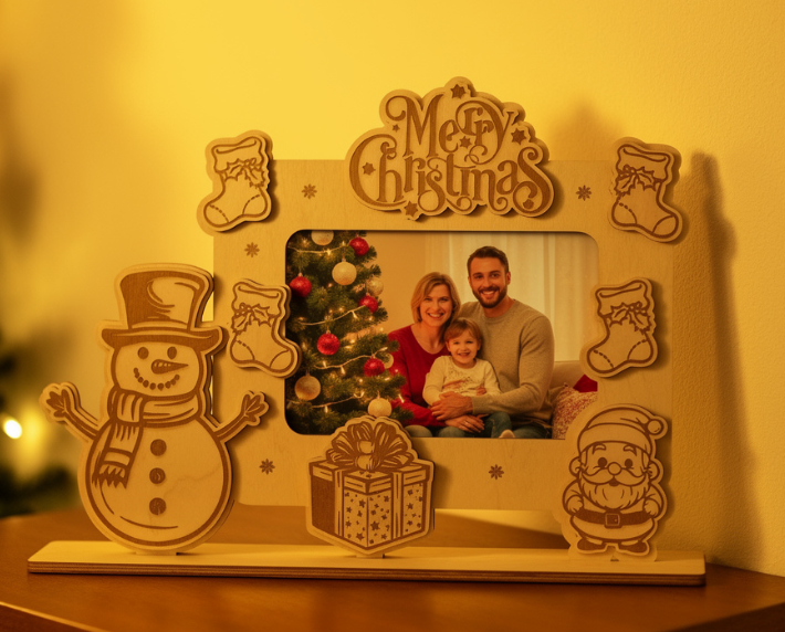 Laser cut Christmas photo frames