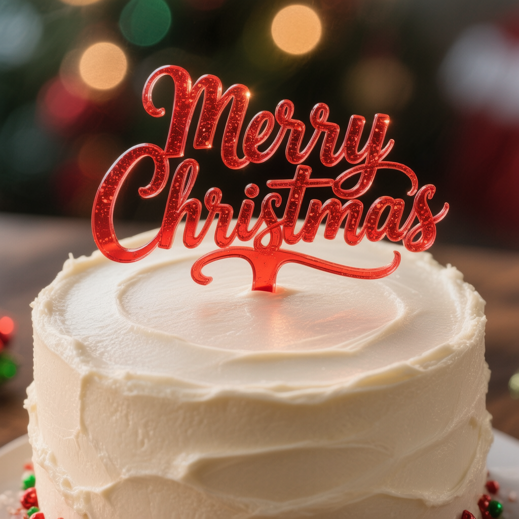 Laser engraved Christmas cake topper